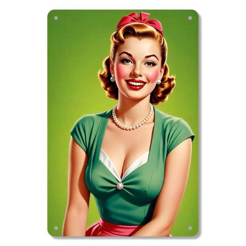 Pin-Up Girls Tin Sign, Retro Metal Wall Art