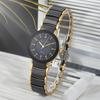 Mauro Jerardi Ladies Solar Ceramic Wristwatch MJ044-1 Water-Resistant 3 ATM Black Black Ceramic Gold