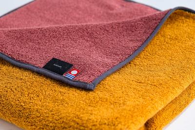 Kainoo Imabari Towel Bath Towel Traditional Japanese Colors 60cm X 120cm Yellow Fox X Scarlet Fading Made In Japan Imabari Plain Gentle To the Touch