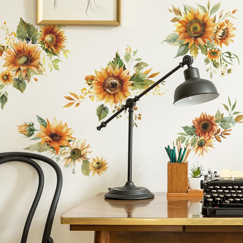 

Small Fresh Yellow Sunflower Wall Sticker Bedroom Living Room Cabinet Mirror Decoration Sticker жёлтый