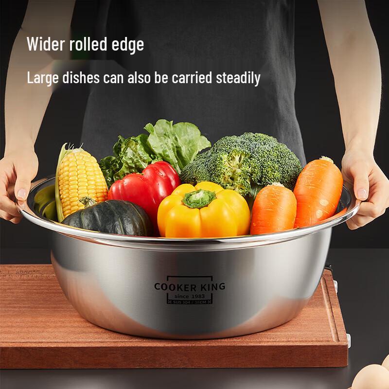 Chahua 304 Stainless Steel Basin & Sieve 2-Piece Set, 38cm