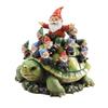 Gnome Family On Turtle Garden Stake Outdoor Acrylic Gnome Turtle Figurine with Stake for Lawn Patio Balcony Yard Decor