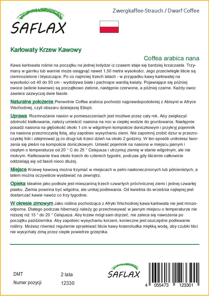 SAFLAX Dwarf Coffee - 8 Seeds - Coffea Arabica Nana