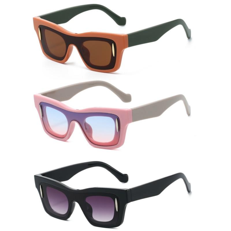 European American Retro Square Sunglasses Personalized Thick Frame Unisex Classic Splicing Color Trendy Glasses