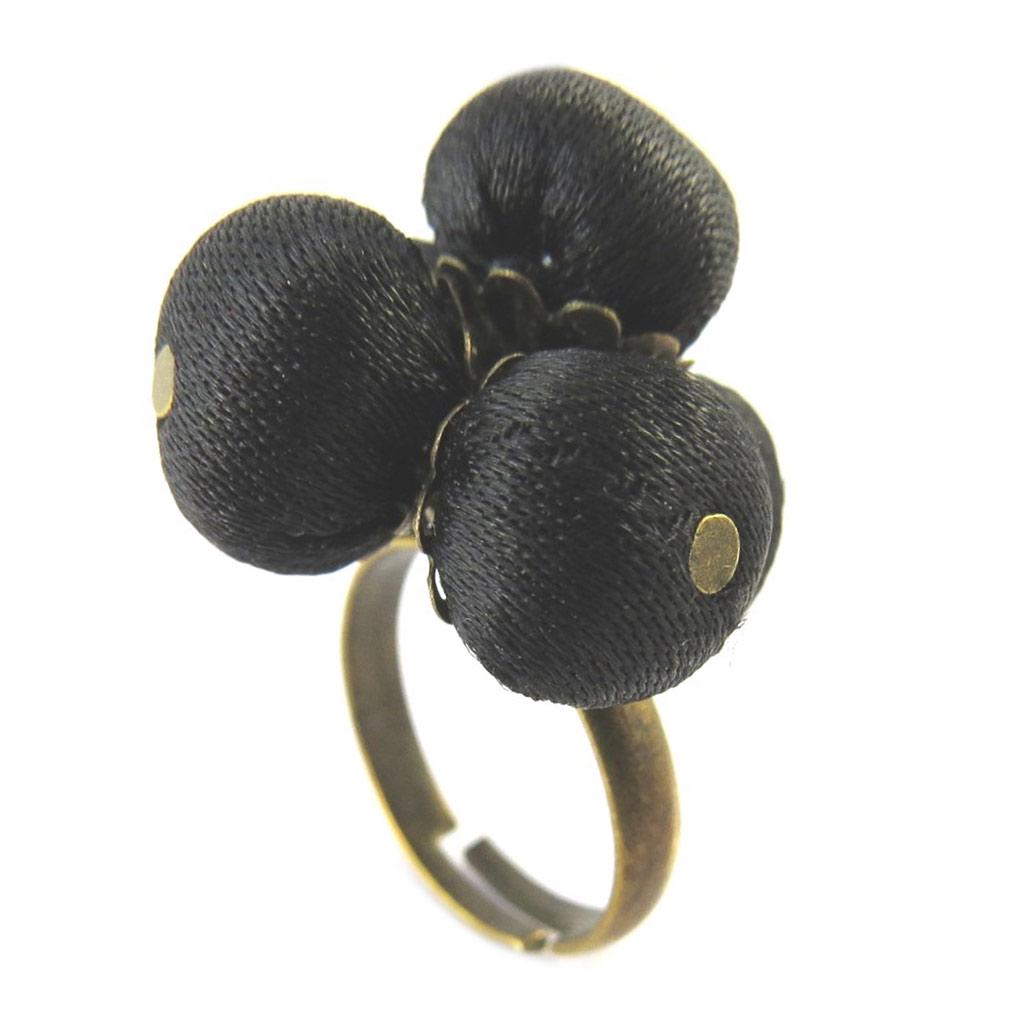 Les Trésors De Lily [P1668] - Bague artisanale 'Les Antoinettes' noir (fait main)
