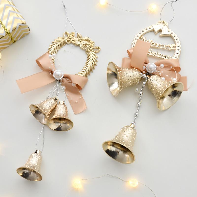 Christmas decorative plastic electroplated bell strings, hotel and shopping mall Christmas tree decoration pendants