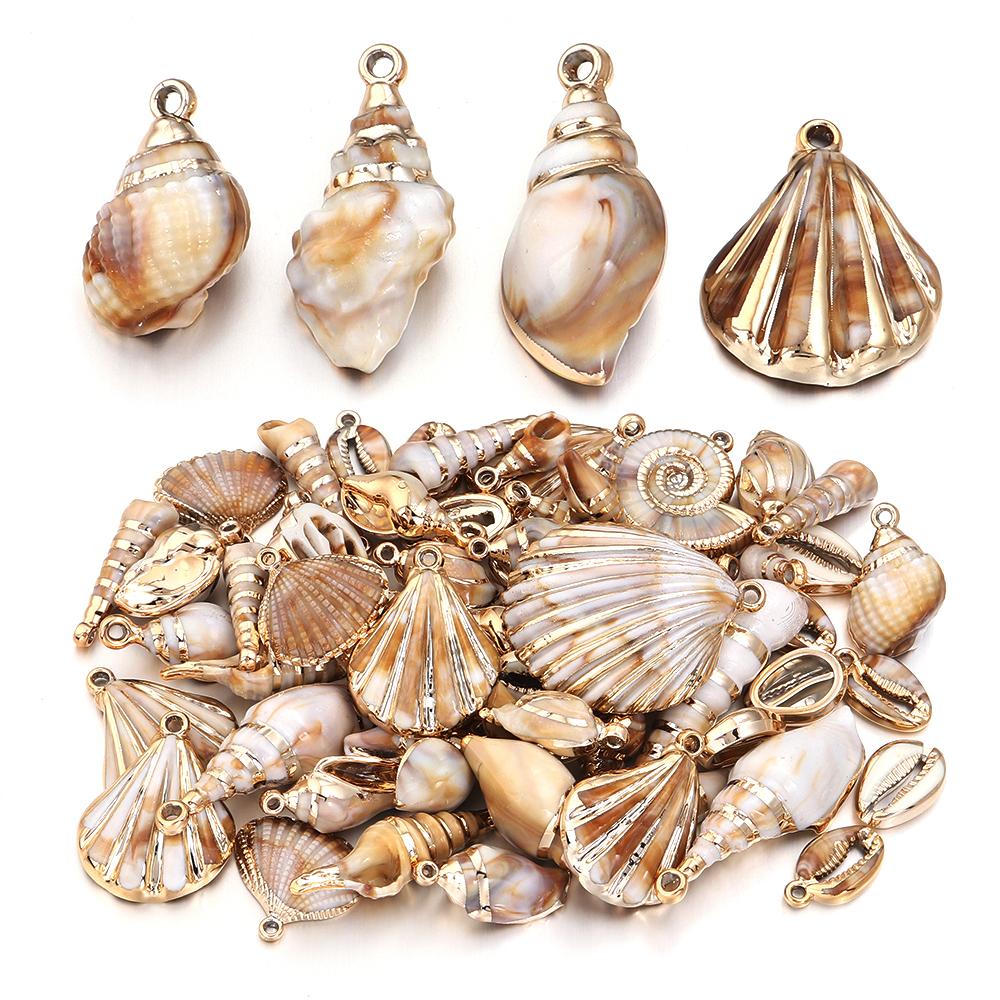 5-10pcs/lot Ocean Series Acrylic Pendant Conch Scallop Shell Shape Beads Charms For Jewelry Making DIY Necklace Earring Keychain