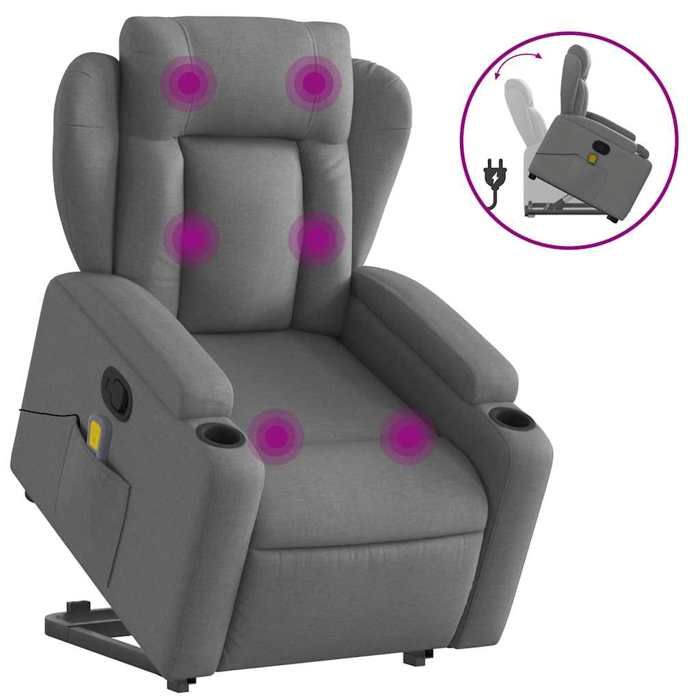 VidaXL Reclining Massage Armchair Dark Grey Fabric 3204495