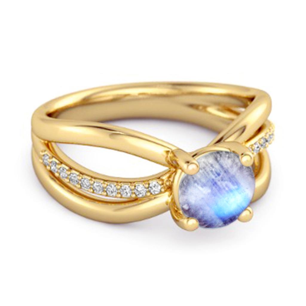 Moonstone Infinity Pave Split Band Ring - 925 Sterling Silver Gold Vermeil