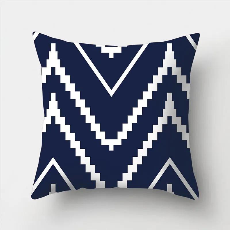 Dark Blue Geometric Pattern Decorative Pillowcase Bedding Home Decoration Cushion Pillowcase