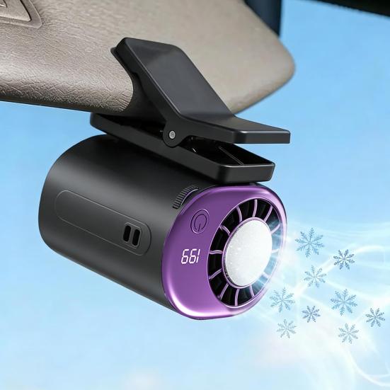 Rotating Clip-On Cooling Fan Rechargeable Adjustable Speed Car Fan Portable Personal Air Conditioner for Car Desk Travel