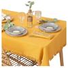 Nappe En Coton - Ocre - 150 X 250 Cm - Finitions Frangées - Idéale Pour Repas Festifs