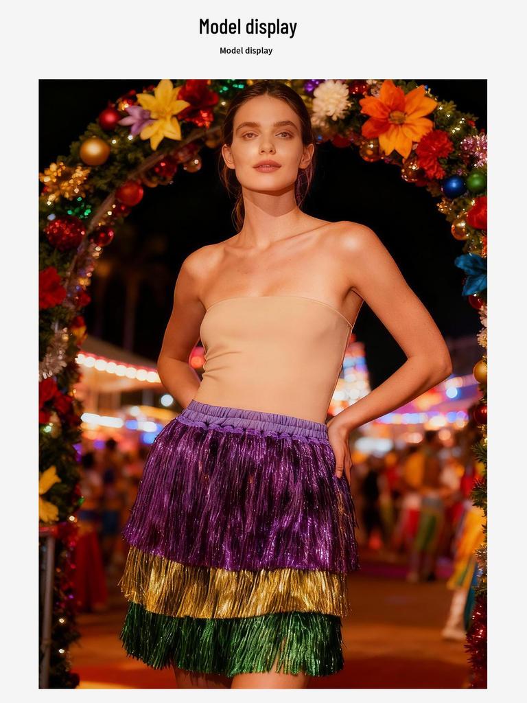 Mini-jupe en fil métallique européen - Tenue pour Fête de Danse de Carnaval & Spectacle sur Scène