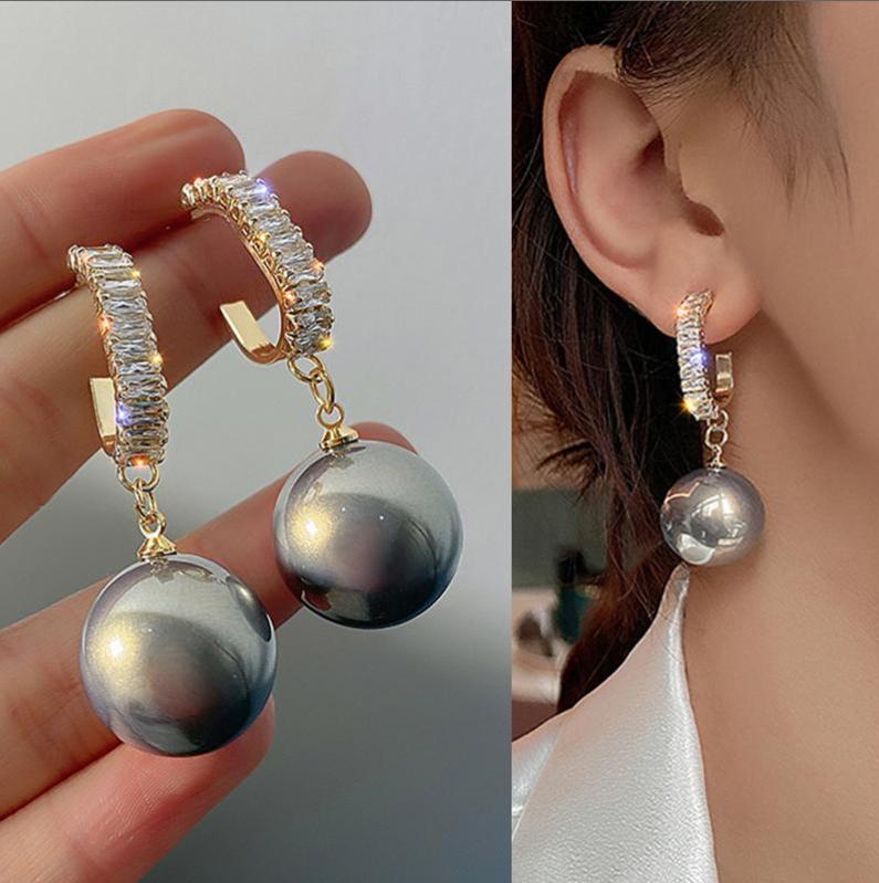New Fashion Korean Bling Pearl Drop Dangle Earrings for Women Girls Luxury Shinying Zircon Wedding Earrings Jewelry Gift