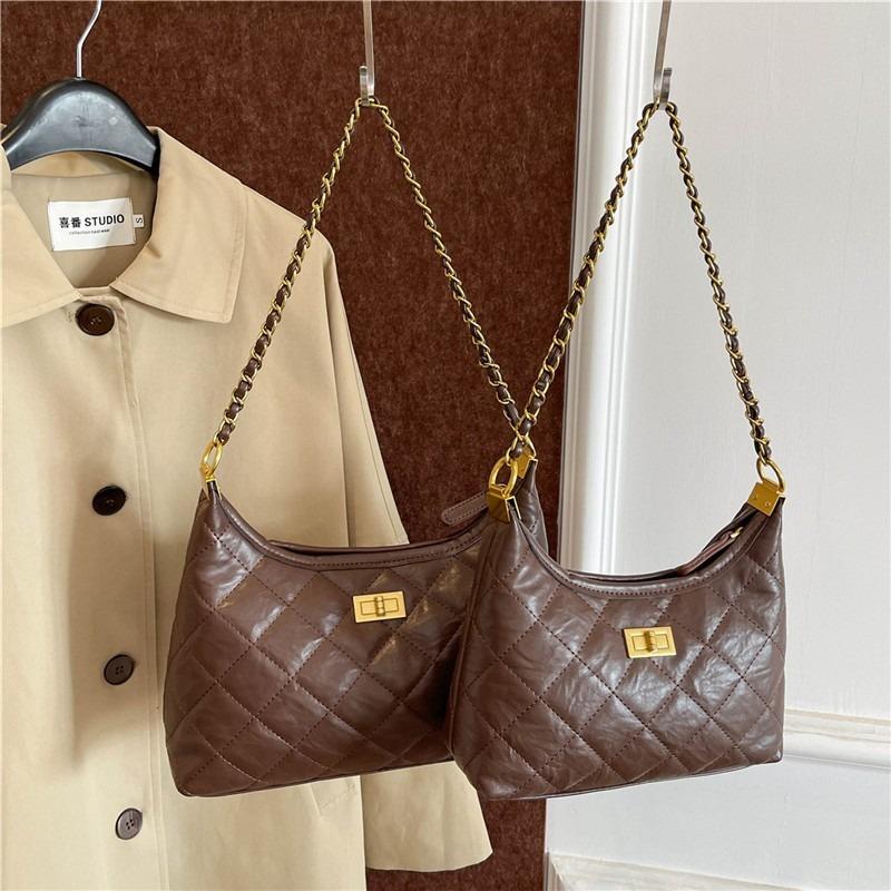 Rhombus Chain Bag Women's New Dumpling Bag Versatile Casual Retro Messenger Bag