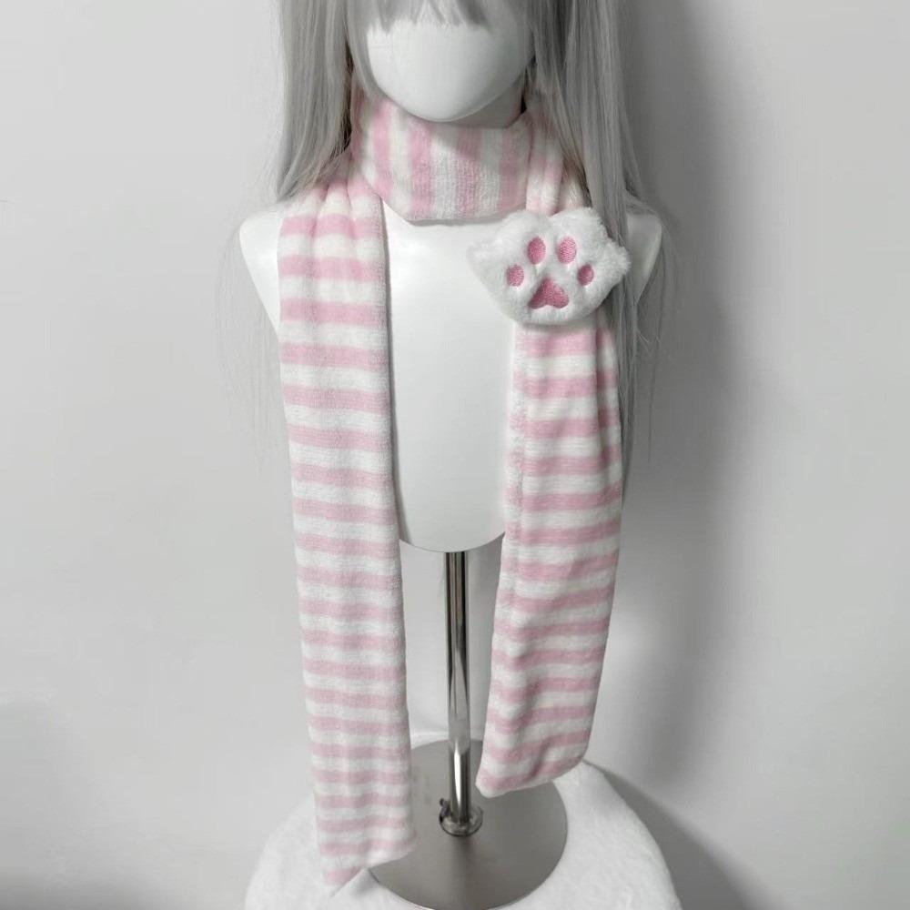 Soft Winter Scarf Stripe Long Plush Muffler Kawaii Neck Wrap  Daily Wear
