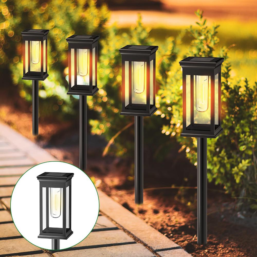 2-6PCS Warm Solar Square Floor Plug Light, Waterproof Lawn Light Outdoor Garden Light Suitable for Garden, Door, Christmas, Halloween