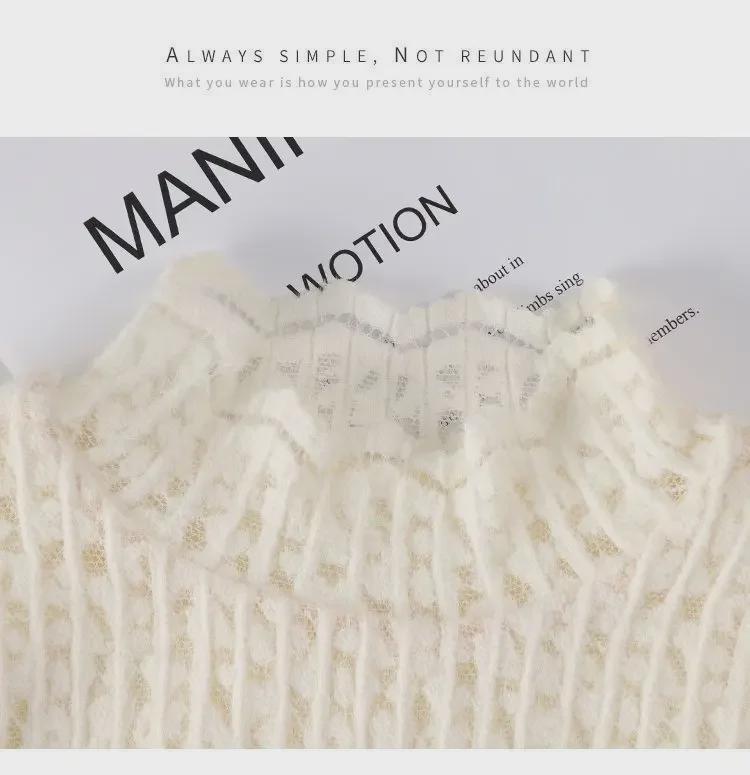 Women's High Neck Rabbit Fur Lace Velvet Top - Soft, Warm, and Stylish for Autumn and Winter