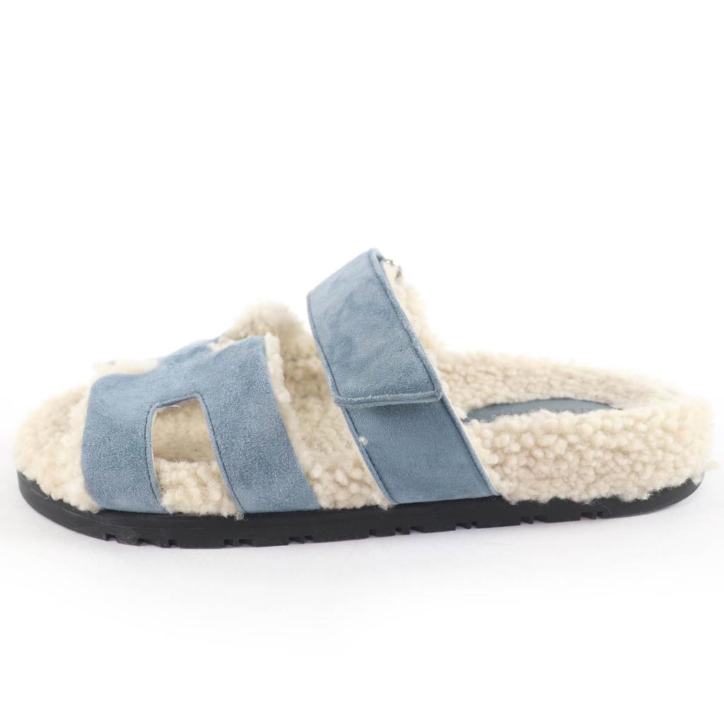Great HERMES Sandals Gypre Blue Suede Leather Women 36 Used