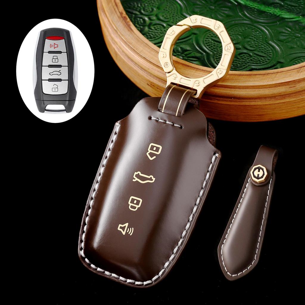 Genuine Leather Car Key Cover for Great Wall Haval H6, Big Dog, Chitu, Xiaolong - High-End Protection Shell.