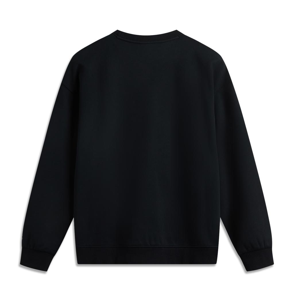 Li Ning Sports Lifestyle Series Solid Color Logo Round Neck Comfortable Breathable Fleece Warm Sweatshirt Unisex Sweatshirt AWDU981-12