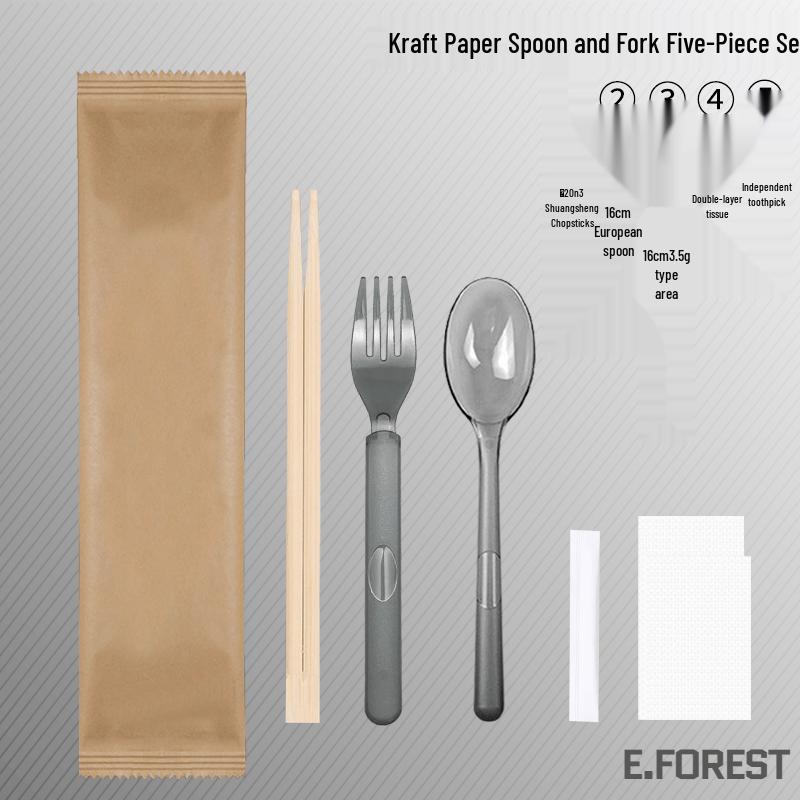 Disposable Kraft Paper & Wood Cutlery Set