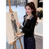 Women's Long Sleeve Ribbed Cotton T-shirt - Slim Fit, Stylish Design for Spring & Autumn