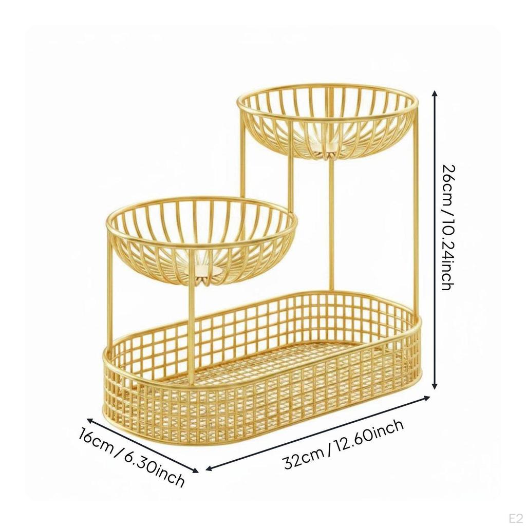 Fruit Basket Ventilated Design Strong LoadBearing Countertop Snack Holder for Living Room, Kitchen,