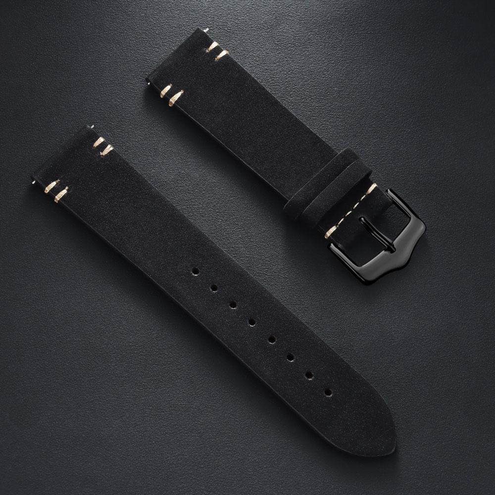 20mm 22mm Quick Release Vintage Matte Soft Suede Leather Strap Brown Watch Bands Calfskin Bracelet Women Men Watch Accessories