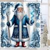 Christmas Santa Claus Pattern Shower Curtain Bath Sets Waterproof Non-Slip Bathroom Rug Toilet U  With 12 Hooks Home Deco