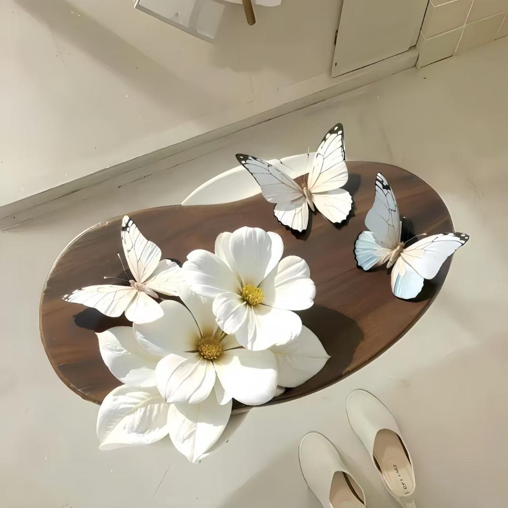 Saugfähige Badezimmermatten 3D Realistische Fußmatte Blume Schmetterling Badematte für Badezimmer Schlafzimmer