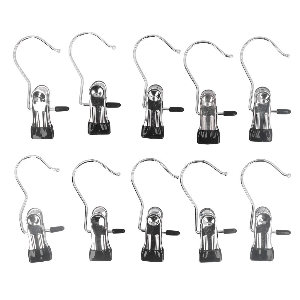 10Pcs Short Tail Hanger Clip Stainless Steel Heavy Duty Multifunctional Hanging Clips Hooks for Files Clothes Socks