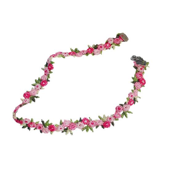 Вышитый Цветочный Чокер Женский Винтажный Бохо Цветочный Ожерелье Регулируемый Ромашка Роза Вышивка Чокер для Свидания Вечеринки Праздника розы красного