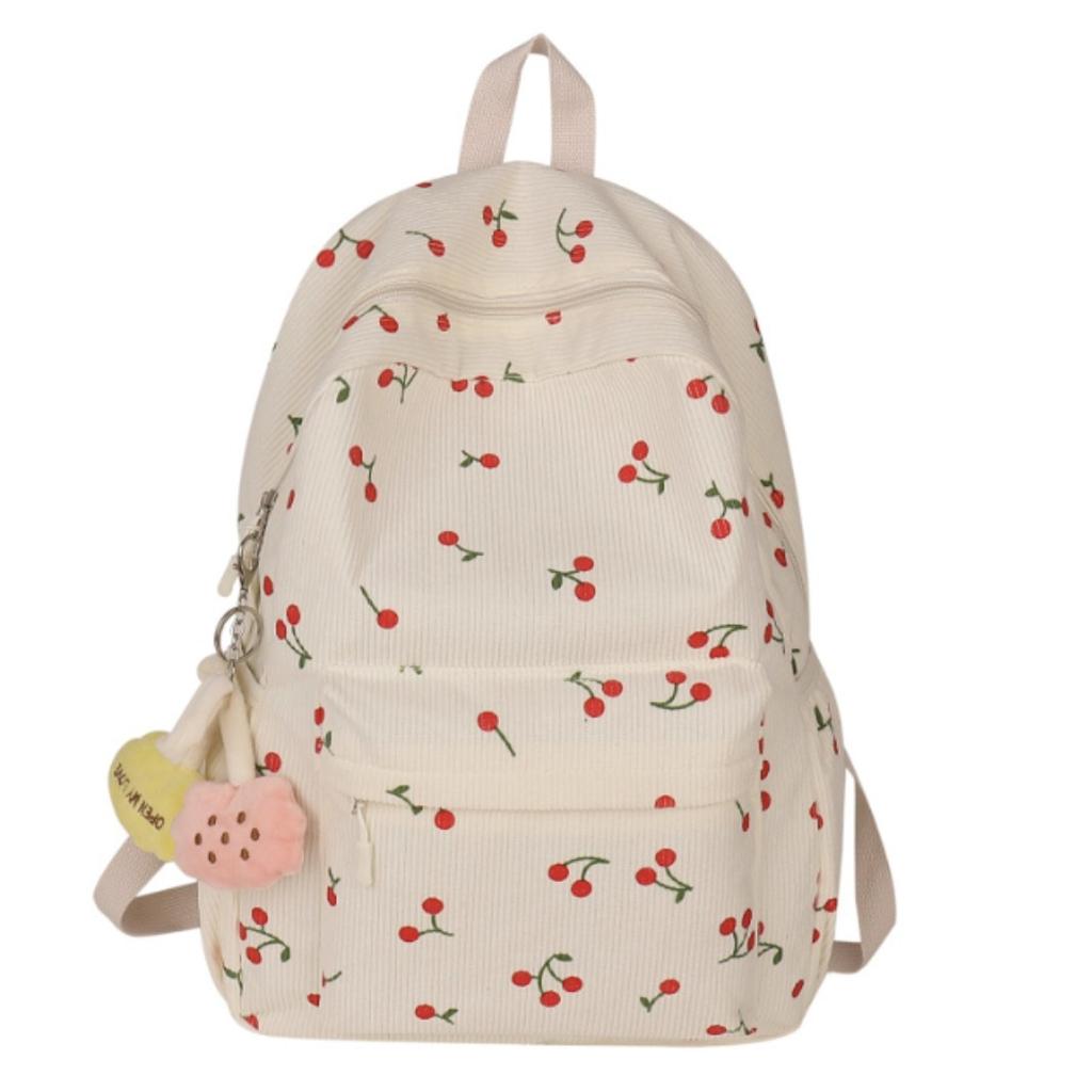 Backpack Women College Student Schoolbag Girl Cute Cherry Casual Travel Bag