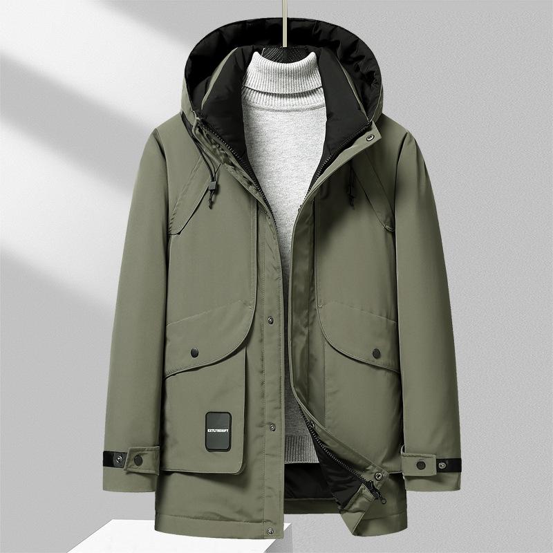 

Пуховик мужской повседневный средней и длинной длины Pie Oversomess утолщенный капюшон Outdoor Тепло и устойчивость к холоду Пух 4XL