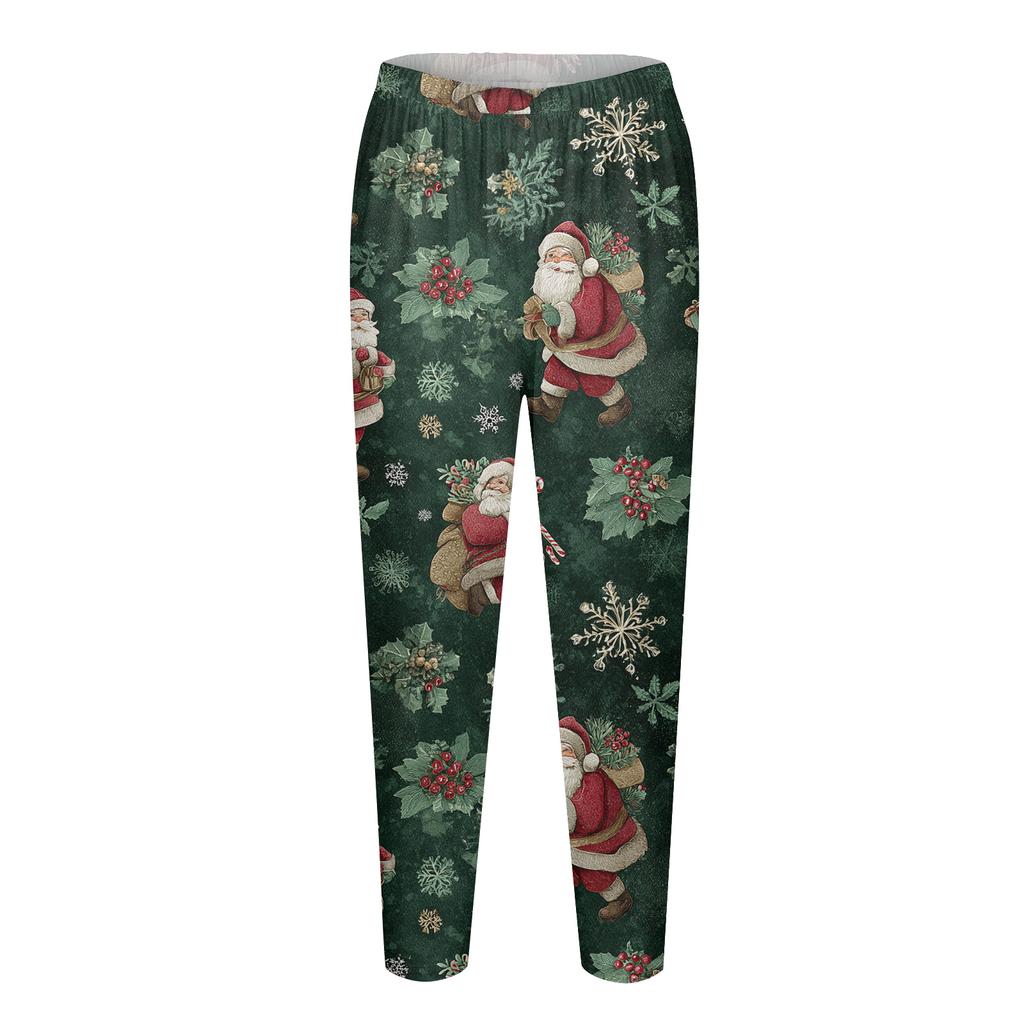 Damen Weihnachten Print Slim Fit Elastische Yoga Freizeit Hose