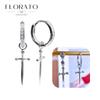925 Silver Needle Rivet Micropaved Zircon Pendant Hoop Earrings For Women Punk Vintage Earrings Fashion Party Jewelry Gifts