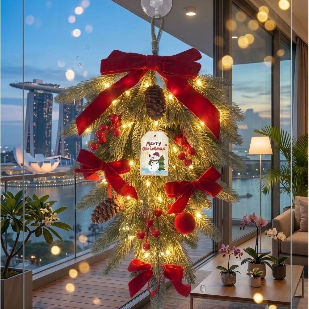 Teardrop Shape Christmas Swag With Bells Teardrop Wreath  Indoor Outdoor Use