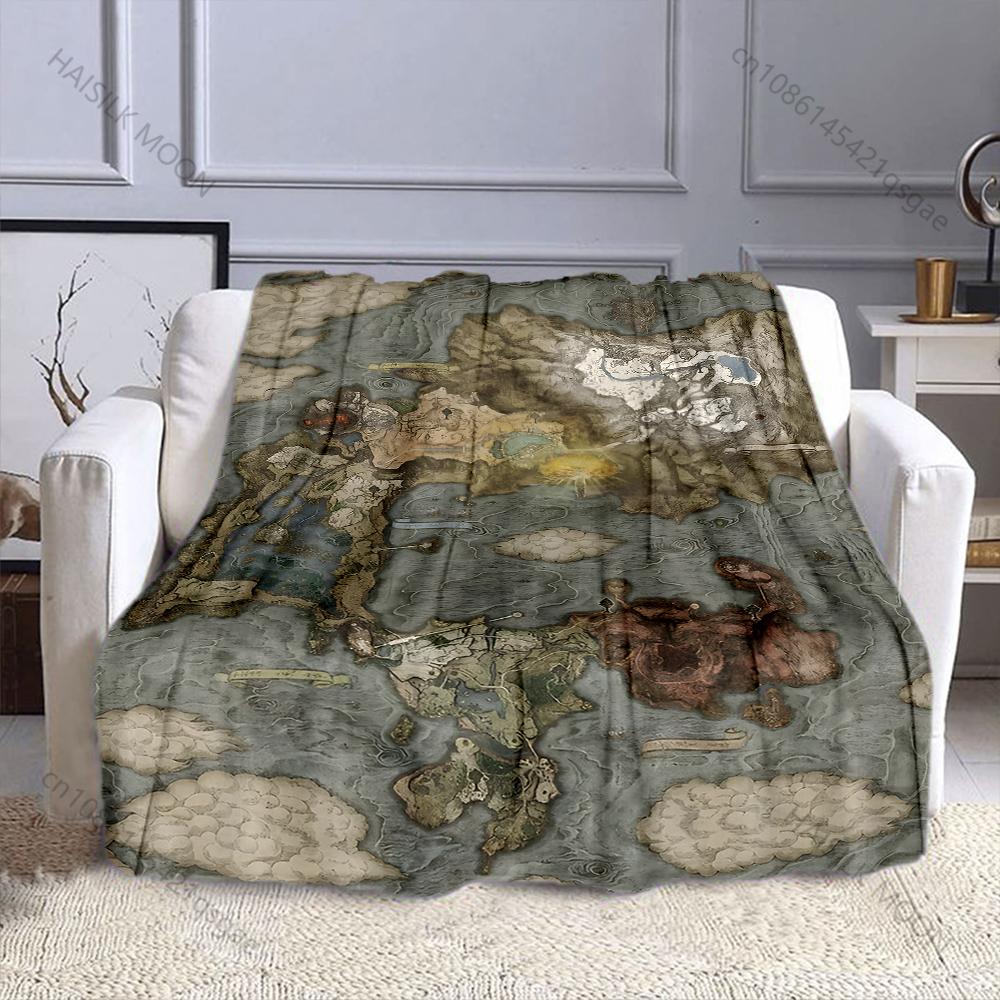 Multiple sizes Fantasy island map design Print Blanket Flannel Material Soft Warm for All Seasons Home Outdoor Camping Picnics