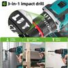 Newbeny 80NM Brushless Electric Drill 3 IN 1 Cordless Impact Drill Electric Screwdriver Power Tools For 18V Battery
