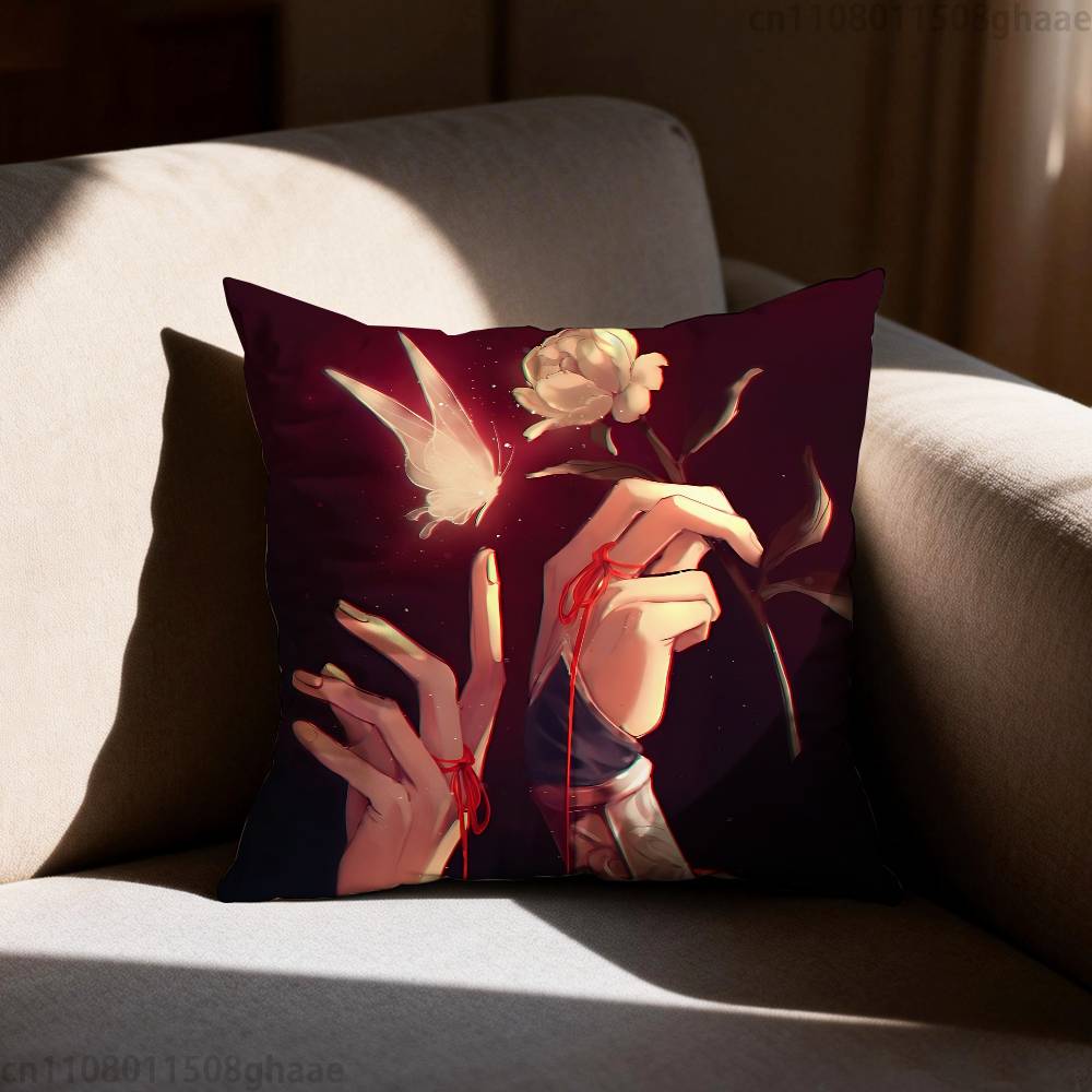 Heaven Officials Blessing  Pillow Case Square DoubleSided Printing Short Plush Sofa Cushion Cover Bedroom Bedside Pillow