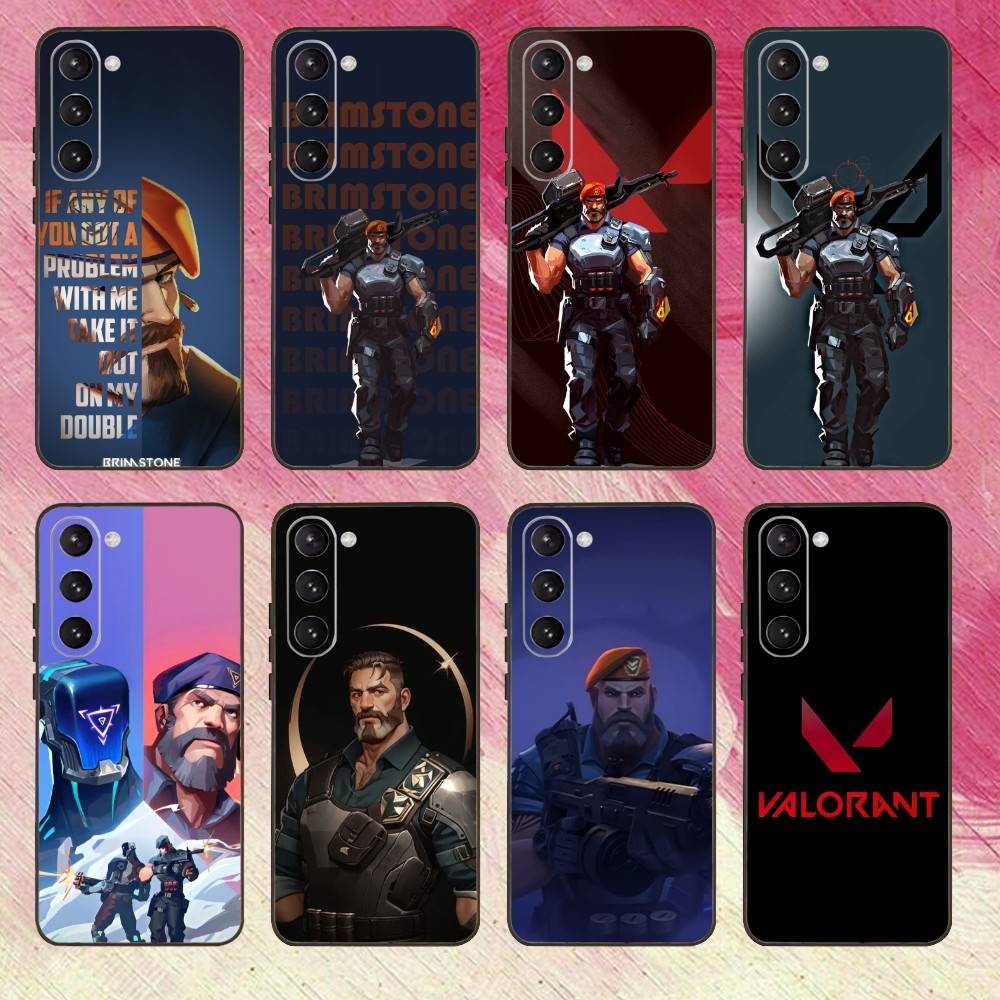 V-Valorant Agent B-Brimstone-ES Phone Case For Samsung Galaxy A73,A72,A71,A70,A53,A52,A51,Others Soft Black Cover