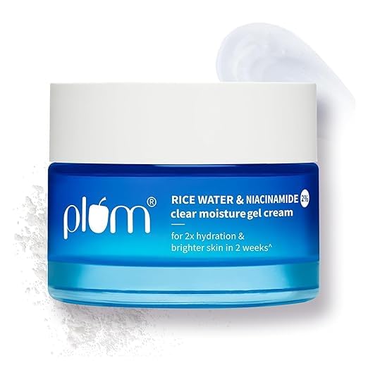 Pflaume 2% Niacinamid & Reiswasser Superleichte Gel-Creme Feuchtigkeitscreme für das Gesicht | Ölfreie Feuchtigkeit | Aufhellend, Mildert Unreinheiten | Dermatologisch Getestet | Alle