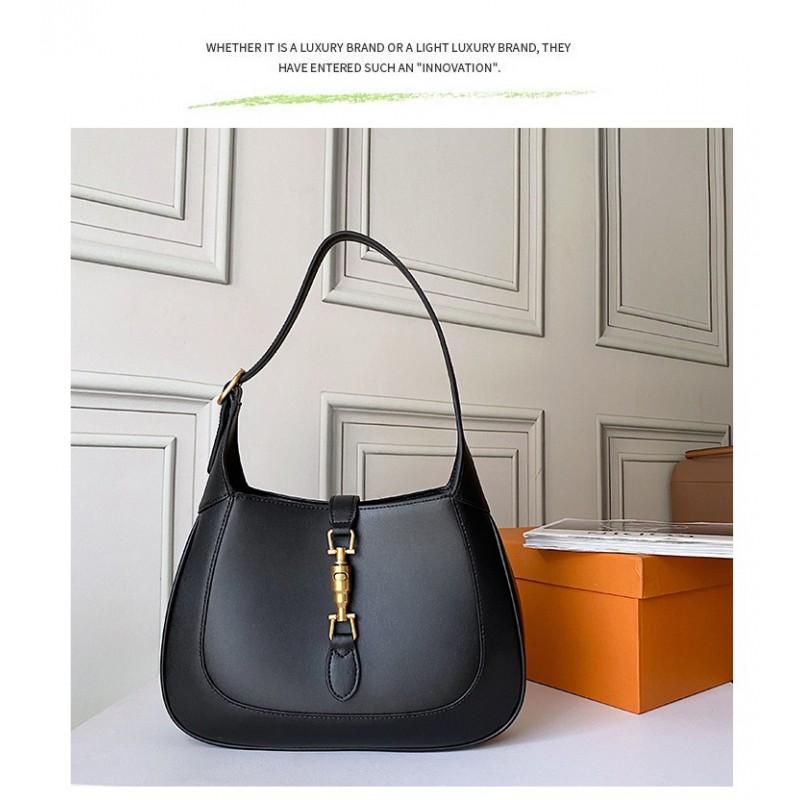 2026 Trendy Underarm Bag Genuine Leather Shoulder Handbag French Lock Clasp Womens Small