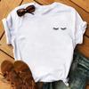 Fashion Graphic Unisex Tshirt Eyelashes Print Kawaii Lashes Unisex Clothes Funny Makeup Aesthetic Shirt Female Clothing Top Tee