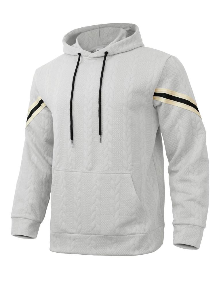 Autumn/Winter Jacquard Heavyweight Men's Warm Hooded Outdoor Sports Hoodie