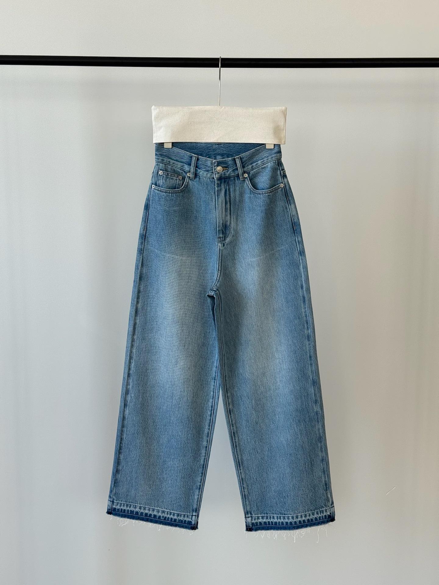 In Stock: 2025 Autumn/Winter Beaded Wide-Leg Jeans S