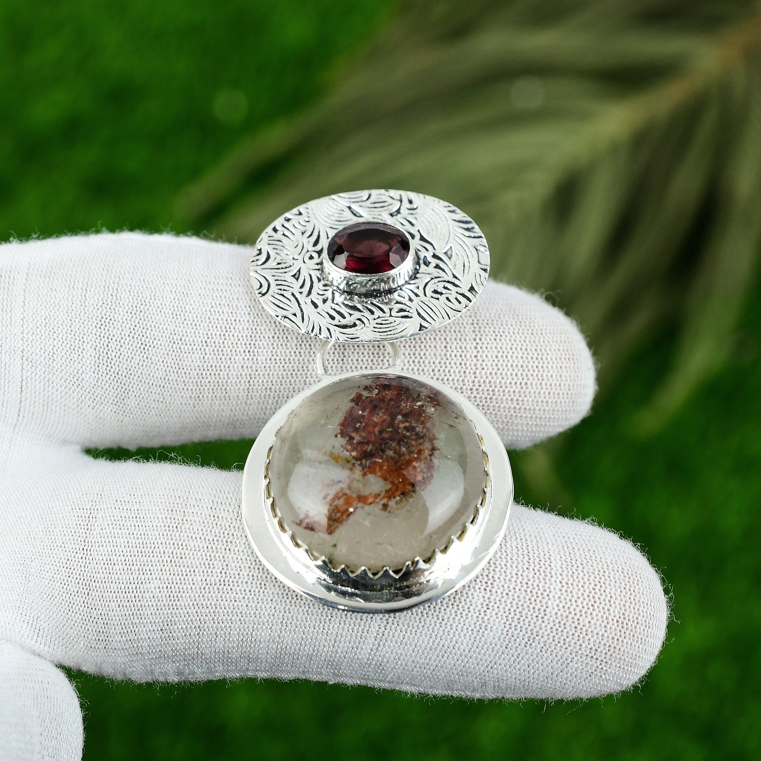 Натуральный Элестиальный Кварц Камень Подвеска 925 Стерлинговое Серебро Индийские Украшения