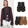 Za Autumn New Women's Clothing Zr European and American Style Beaded Embroidery Velvet Texture Effect Vest 4344621 800