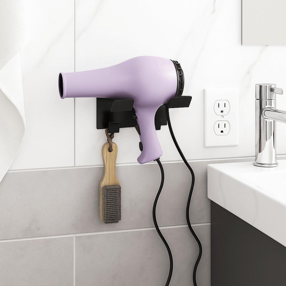 Stainless Steel Hair Dryer Holder Waterproof Blow Dryer Rack Hair Dryer Storage Rack Bathroom